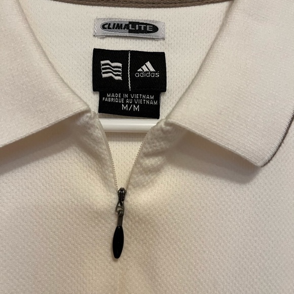 Adidas Cream and Tan Golf Shirt size M - Picture 3 of 8